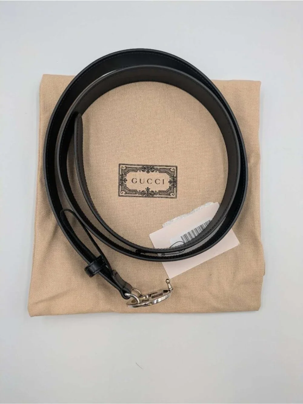 Gucci Men’s Interlocking G Ciny Calfskin W30mm Belt Black 120cm 734771